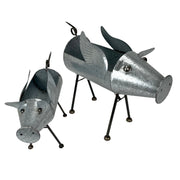 Flying Silver - Image 2 - Set of 2 Flying Pig Planters, 23.5 Inch Distressed Galvanized Gray Metal