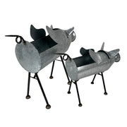 Flying Silver - Image 8 - Set of 2 Flying Pig Planters, 23.5 Inch Distressed Galvanized Gray Metal