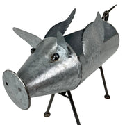 Flying Silver - Image 9 - Set of 2 Flying Pig Planters, 23.5 Inch Distressed Galvanized Gray Metal