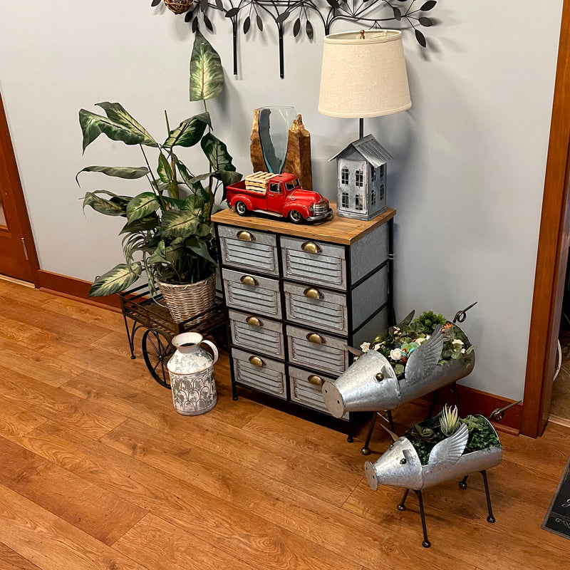 Flying Silver - Image 5 - Set of 2 Flying Pig Planters, 23.5 Inch Distressed Galvanized Gray Metal
