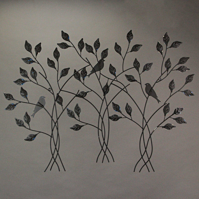 32-Inch Blue, White, and Green Metal Tree Wall Sculpture - Easy Install - Nature-Inspired Art for Indoor and Outdoor Home