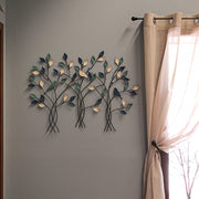 32-Inch Blue, White, and Green Metal Tree Wall Sculpture - Easy Install - Nature-Inspired Art for Indoor and Outdoor Home