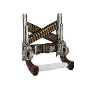 Wild West Gunslinger Double Pistol Holster Resin Toilet Paper Holder Western Cowboy Bathroom Decor - 8 Inches High Rugged