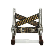 Wild West Gunslinger Double Pistol Holster Resin Toilet Paper Holder Western Cowboy Bathroom Decor - 8 Inches High Rugged