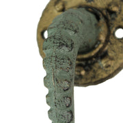 Set of 3 Verdigris Bronze Cast Iron Octopus Tentacle Wall Hooks: Nautical Key Hangers, 4.5 Inches High - Easy to Install -