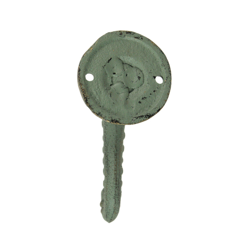 Set of 3 Verdigris Bronze Cast Iron Octopus Tentacle Wall Hooks: Nautical Key Hangers, 4.5 Inches High - Easy to Install -