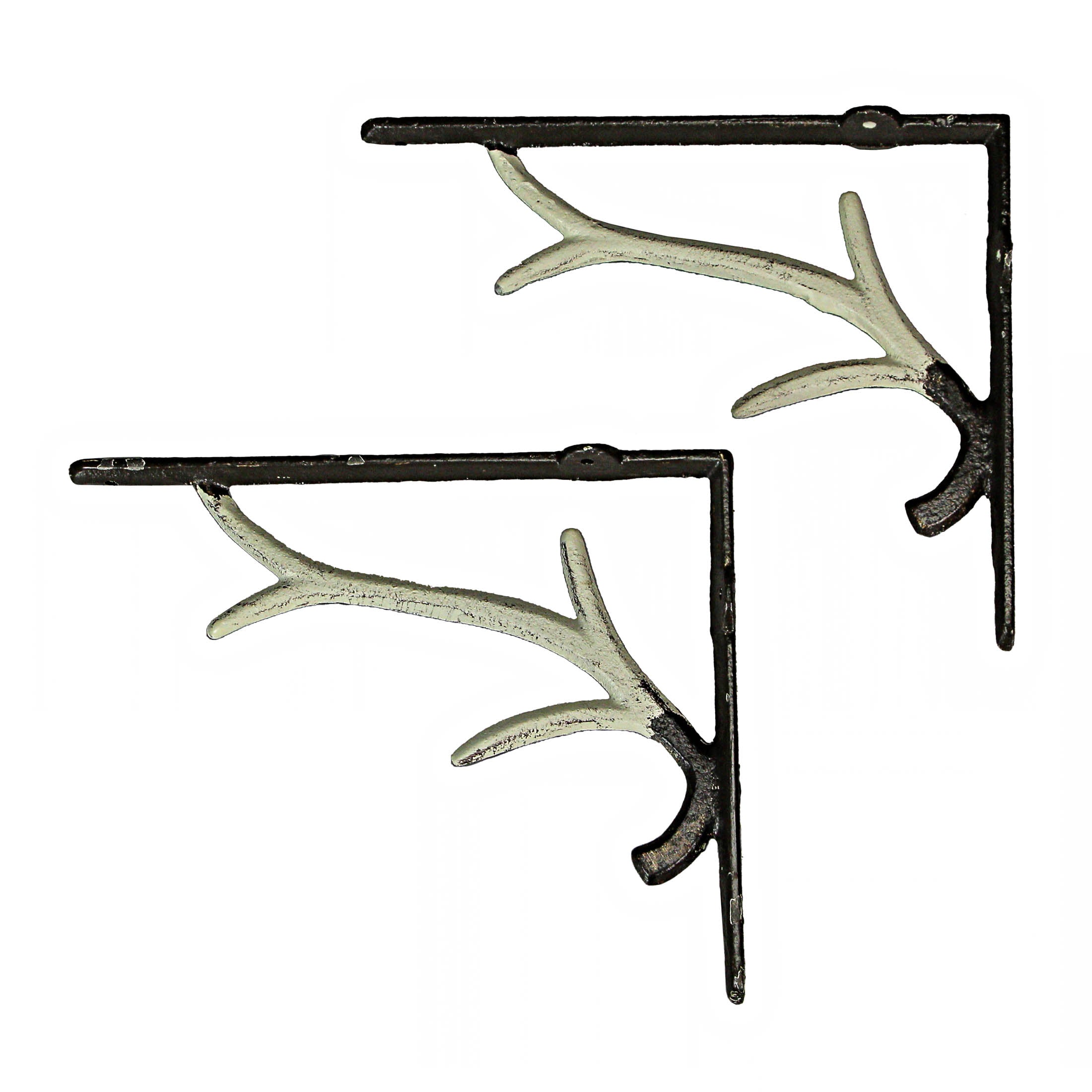 4 Deer Hunter Wall Decor, Bronze Look Wall Mounted Shelf Brackets