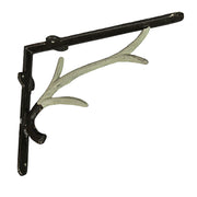 Off-white - Image 4 - Set of 2 Rustic Brown and White Cast Iron Deer Antler Decorative Shelf Brackets: Charming Wall Decor