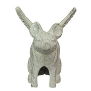 Set of 2 Distressed White Cast Iron Flying Pig Bookends - Rustic Country Decorative Accents - Great for Bedrooms, Kitchen,
