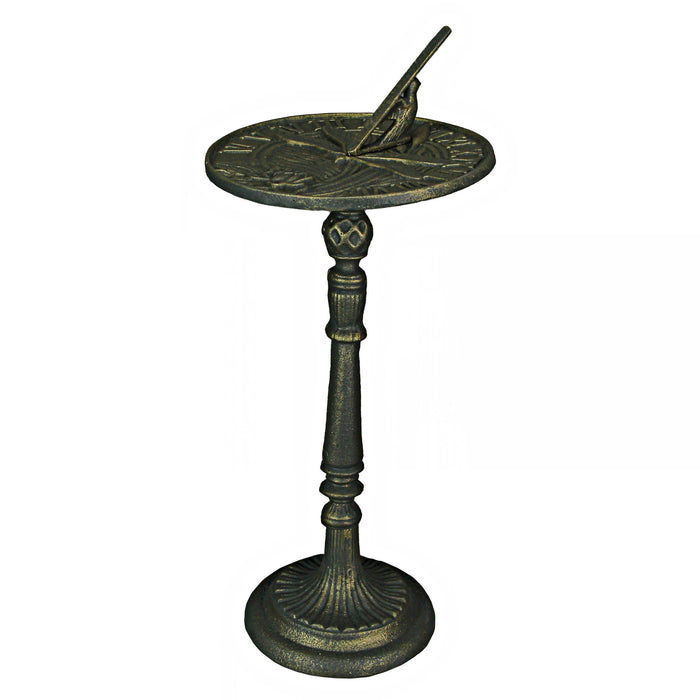 21-Inch Cast Iron Verdigris Dragonfly Sundial: A Unique Blend of Artistry and Functionality for Your Garden, Patio, or Pool