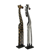 Giraffe and Zebra - Image 7 - Set of 2 Hand Carved and Painted 36 Inch High Wooden Giraffe and Zebra Floor Statues - Artisan