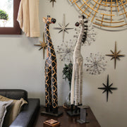 Giraffe and Zebra - Image 4 - Set of 2 Wood Safari Animal Sculpture Statues, 36 Inch Giraffe and Zebra