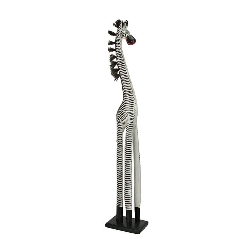 Zebra - Image 2 - Hand-Carved Black and White Wooden Zebra Statue: Exquisite Safari Art Sculpture - African Style Decor - 36