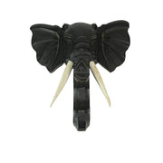Hand-Carved Black Wood Elephant Head Wall Hanging Sculpture: A Majestic 12-Inch High Safari Art Piece, Meticulously Crafted