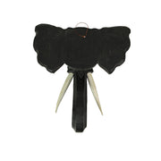 Hand-Carved Black Wood Elephant Head Wall Hanging Sculpture: A Majestic 12-Inch High Safari Art Piece, Meticulously Crafted
