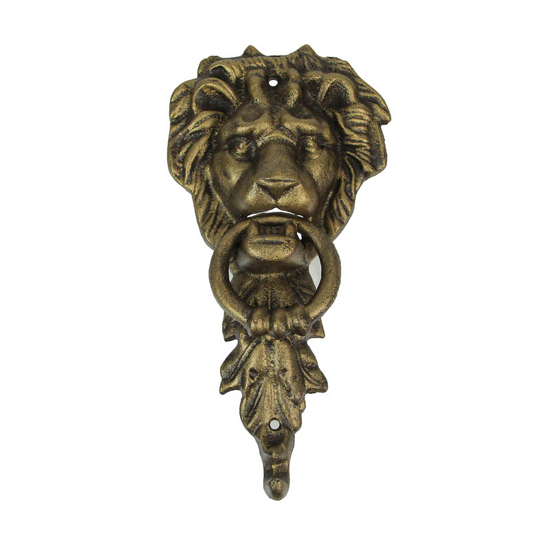 Zeckos 10 Inch High Bronze Finish Cast Iron Lion Head Vintage Style Door Knocker - Easy To Install - A Classic Elegant