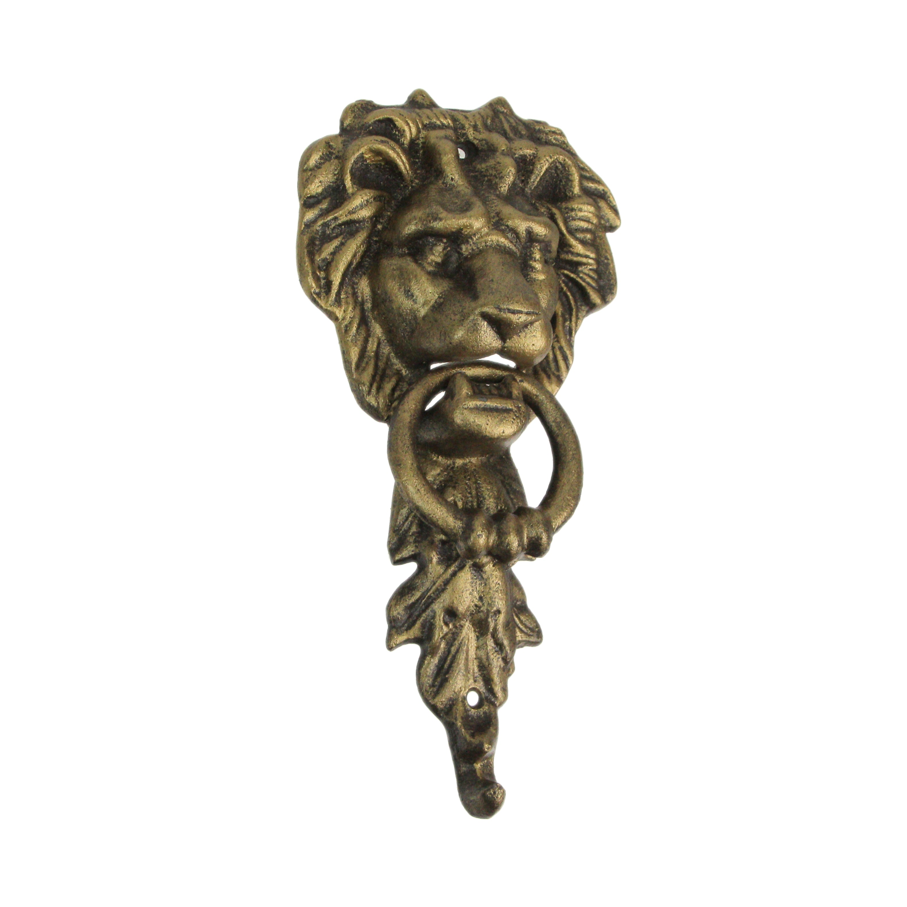 Lion Head Cast Iron Door Knocker, Bronze Vintage Style, 10 Inch