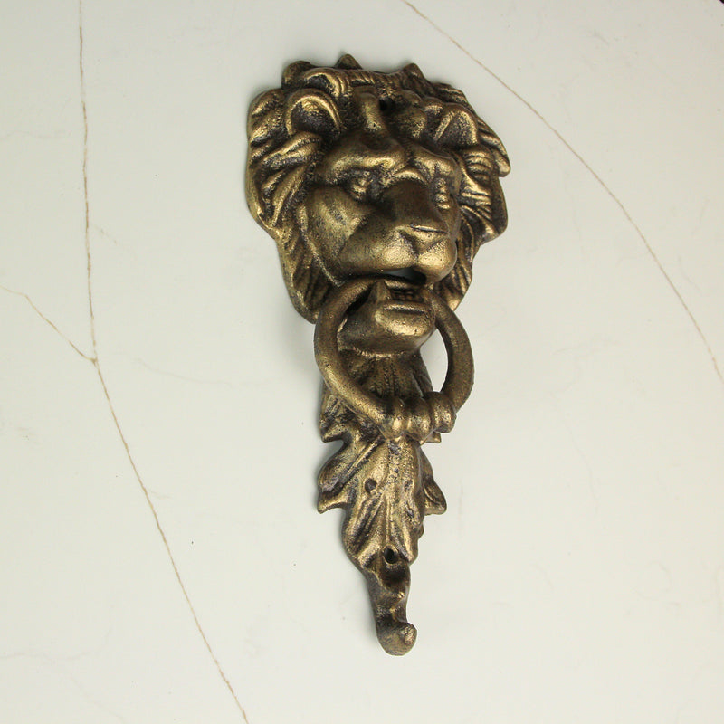 Zeckos 10 Inch High Bronze Finish Cast Iron Lion Head Vintage Style Door Knocker - Easy To Install - A Classic Elegant