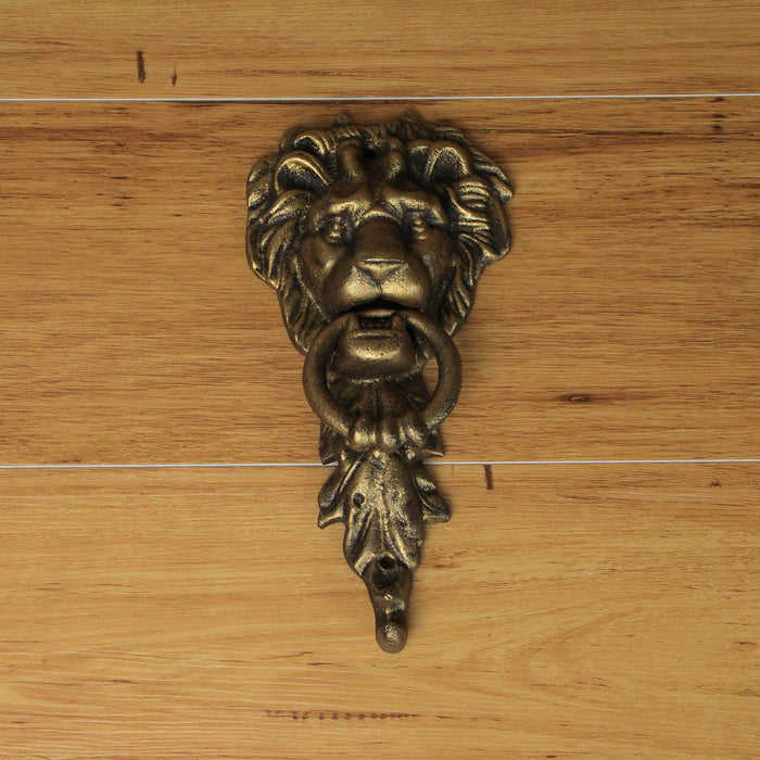 10 Inch High Bronze Finish Cast Iron Lion Head Vintage Style Door Knocker - Easy To Install - A Classic Elegant Statement