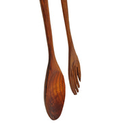 Set of 2 Hand-Carved Wooden Fork & Spoon Wall Decor Pieces - 23.75 Inches High - Modern Minimalist Elegance - Perfect for