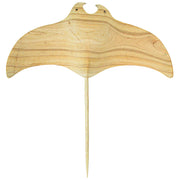22 Inch - Image 1 - Hand-Carved Natural Brown Wood Stingray Wall Hanging Sculpture: Coastal Manta Ray Home Decor Art -