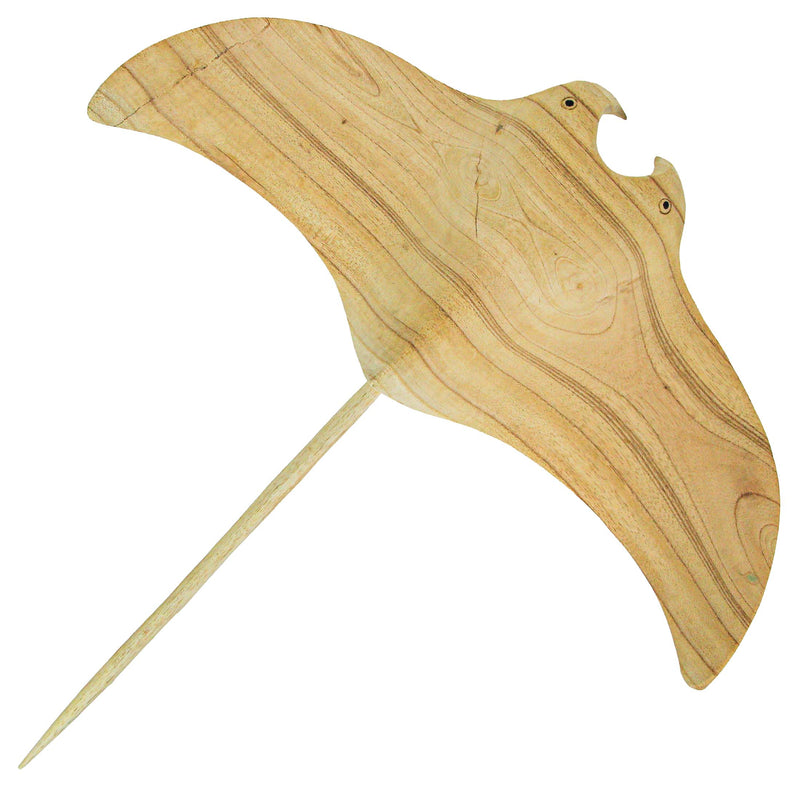 22 Inch - Image 8 - Hand-Carved Natural Brown Wood Stingray Wall Hanging Sculpture: Coastal Manta Ray Home Decor Art -