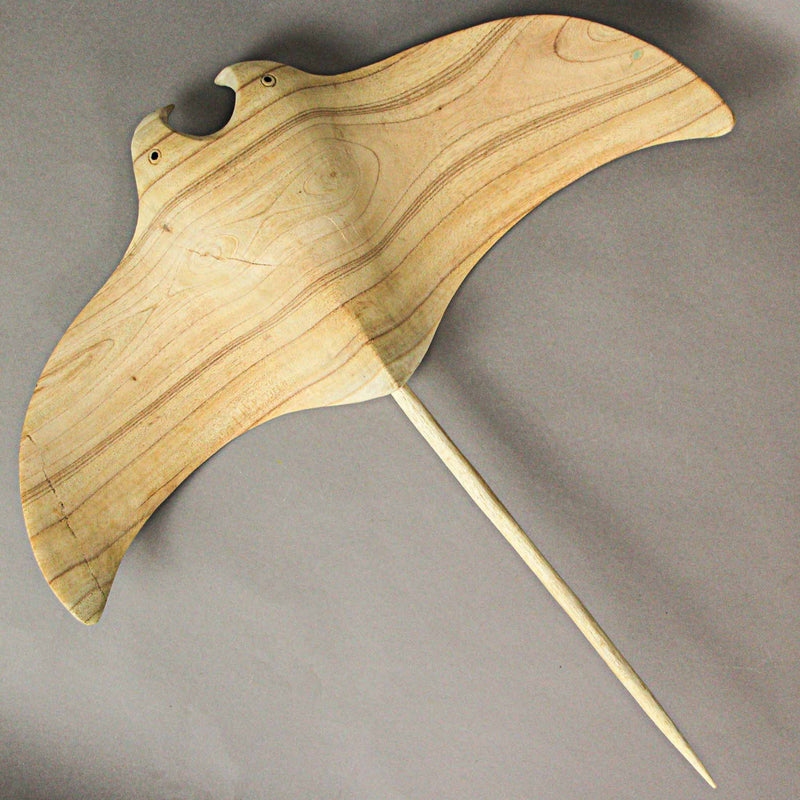 22 Inch - Image 10 - Hand-Carved Natural Brown Wood Stingray Wall Hanging Sculpture: Coastal Manta Ray Home Decor Art -
