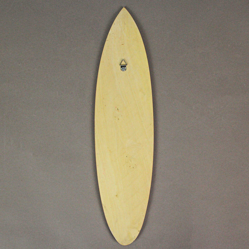 Set of 6 Handcrafted Wood Surfboard Wall Hanging Decor - Red, Blue, Brown Racing Stripes, Each 16 Inches Long - Easy Install