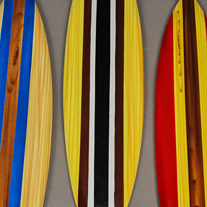 Multicolor - Image 7 - Set of 3 Handcrafted Wood Surfboard Wall Sculptures: Red, Blue, Brown Racing Stripes, Each 16 Inches