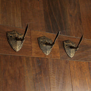 Zeckos Cast Iron Fun Wall Hooks - Set of 3, Bronze Sword & Shield Decorative Hooks for Entryway Wall, Perfect for Swordsman,
