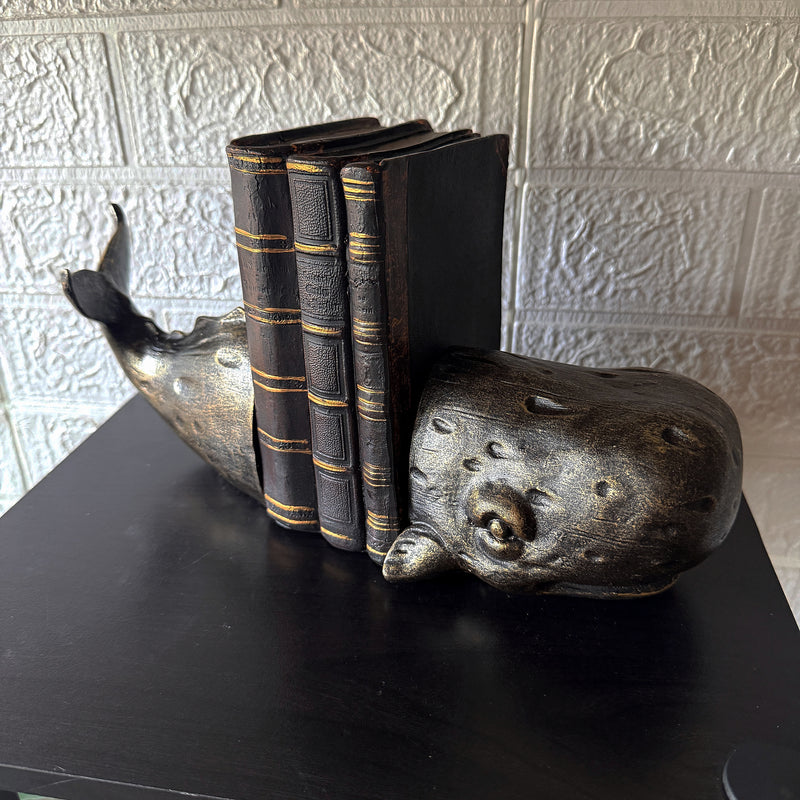 Zeckos Sperm Whale Bookends in 10 Inch Size, Set of 2 Bookends, Weathered Bronze Image 5