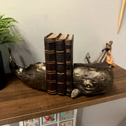 Zeckos Sperm Whale Bookends in 10 Inch Size, Set of 2 Bookends, Weathered Bronze Image 8