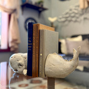 Set of 2 Sperm Whale Decorative Bookends, 10 Inch Off White Resin Image 8