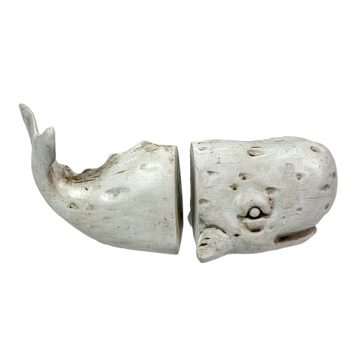Set of 2 Sperm Whale Decorative Bookends, 10 Inch Off White Resin Image 2