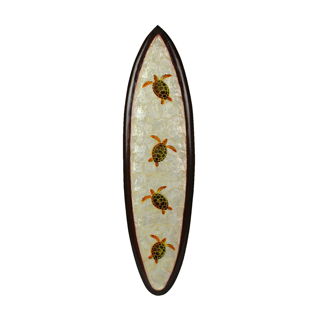 Hand-Carved Wood and Capiz Shell Decorative Surfboard — Zeckos