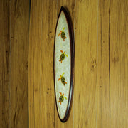 Hand-Carved Wood and Capiz Shell Decorative Surfboard Featuring Four Sea Turtles - Artisan Crafted - Coastal Ocean Art Wall