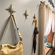 Gold - Image 4 - Set of 3 Gold Finish Cast Iron 8-Pointed Atomic Starburst Wall Hooks - Mid-Century Modern Elegance - Easy