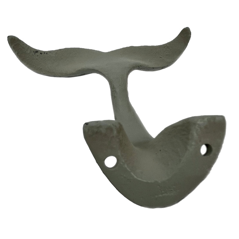 Set of 3 Cast Iron Nautical Whale Tail Wall Hooks - Stylish and Functional Towel, Hat, and Key Hangers - Rustic 5-Inch