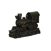 Antique Bronze Finish Steam Locomotive Decorative Bookends Set for Train Enthusiasts - Vintage Style Book End Shelf Decor Art