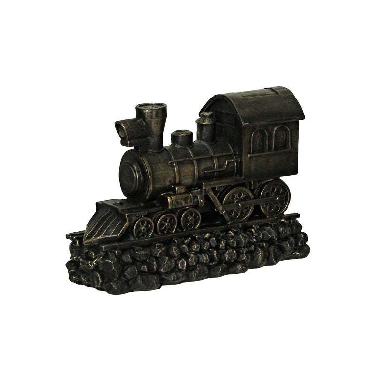 Antique Bronze Finish Steam Locomotive Decorative Bookends Set for Train Enthusiasts - Vintage Style Book End Shelf Decor Art