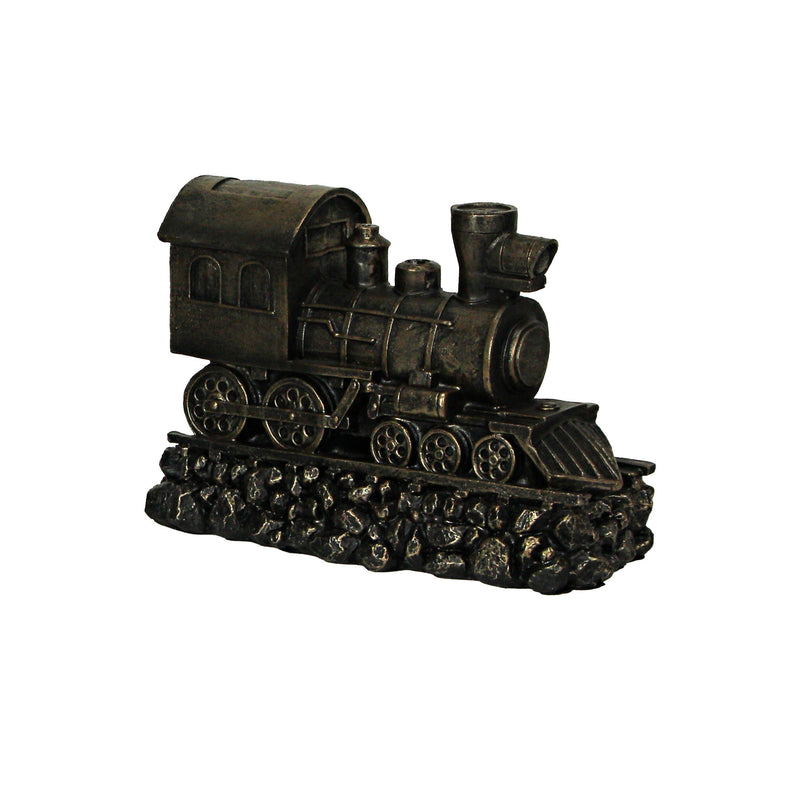 Antique Bronze Finish Steam Locomotive Decorative Bookends Set for Train Enthusiasts - Vintage Style Book End Shelf Decor Art