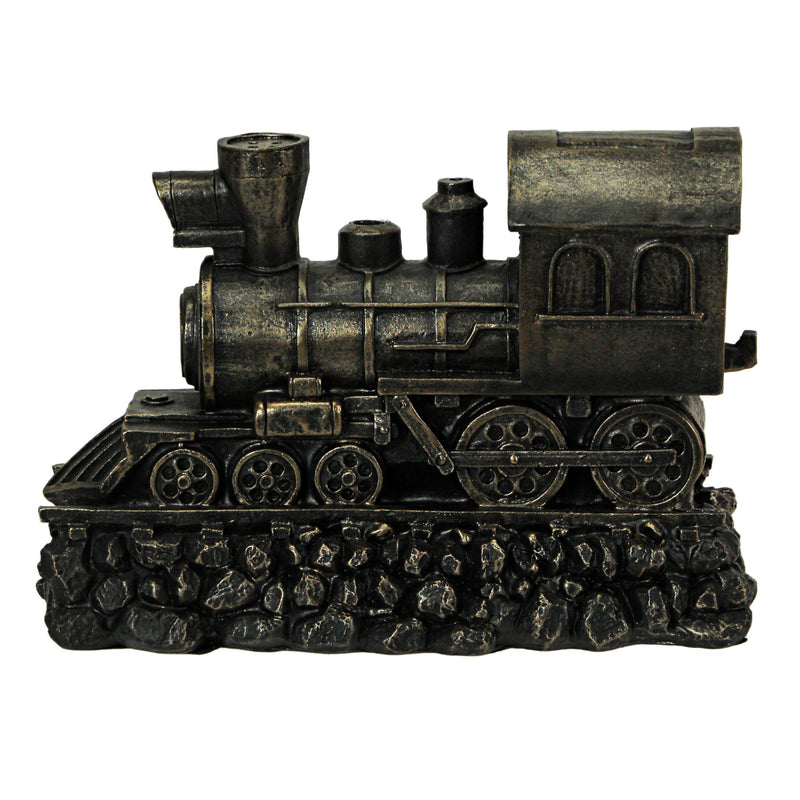 Antique Bronze Finish Steam Locomotive Decorative Bookends Set for Train Enthusiasts - Vintage Style Book End Shelf Decor Art
