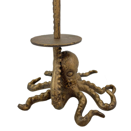 Bronze Cast Iron Octopus Paper Towel Holder - 17 Inches High - Whimsical Nautical Decor for Kitchen Countertops - Bringing