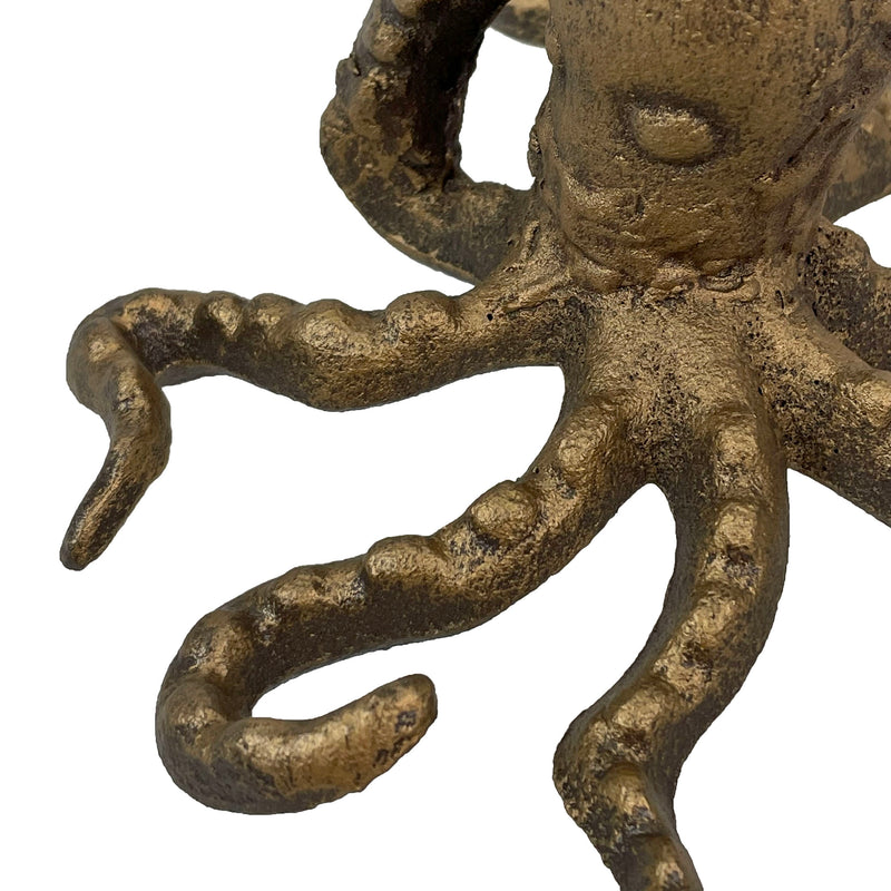 Bronze Cast Iron Octopus Paper Towel Holder - 17 Inches High - Whimsical Nautical Decor for Kitchen Countertops - Bringing