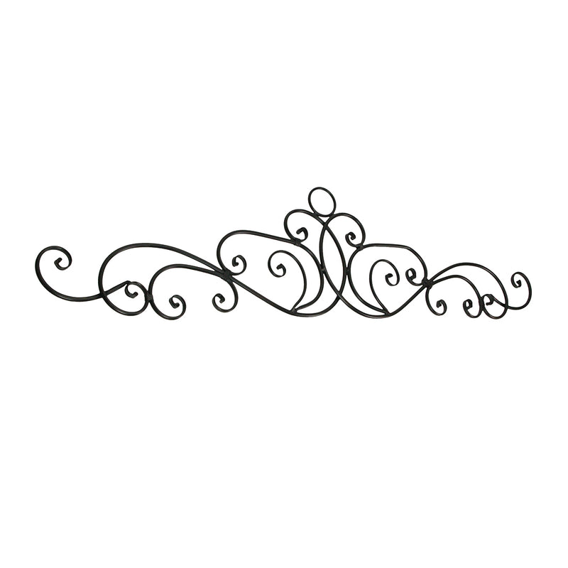 Set of 2 Metal Wall Scrolls, 54 Inch Antiqued Bronze Pediments Image 2