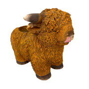 Light Brown - Image 1 - Zeckos Highland Cow Planter, Brown Painted Magnesium Oxide Animal-Shaped Freestanding Planter, 12
