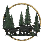Bears - Green - Image 1 - Cast Iron Black Bears in Forest Decorative Wall Mounted Hanging Garden Hose Hanger - 11 Inches in
