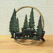 Bears - Green - Image 5 - Cast Iron Black Bears in Forest Decorative Wall Mounted Hanging Garden Hose Hanger - 11 Inches in