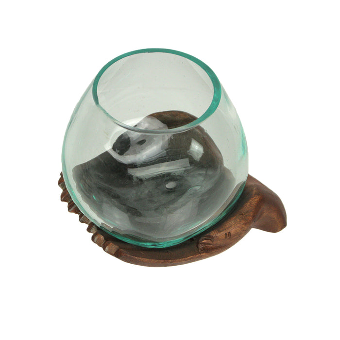 6 Inch - Image 1 - Blown Molten Glass and Carved Wood Hands Decorative Bowls, Vases, and Terrariums, 6 Inches High