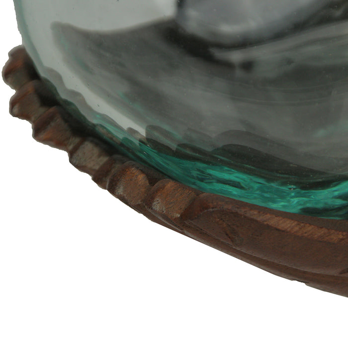 6 Inch - Image 8 - Blown Molten Glass and Carved Wood Hands Decorative Bowls, Vases, and Terrariums, 6 Inches High